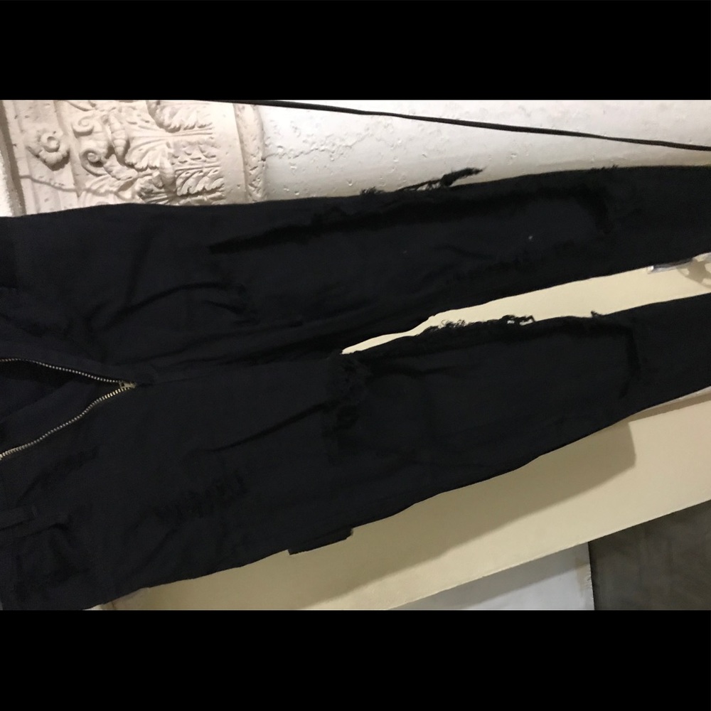 Oh my slit distressed jeans - black